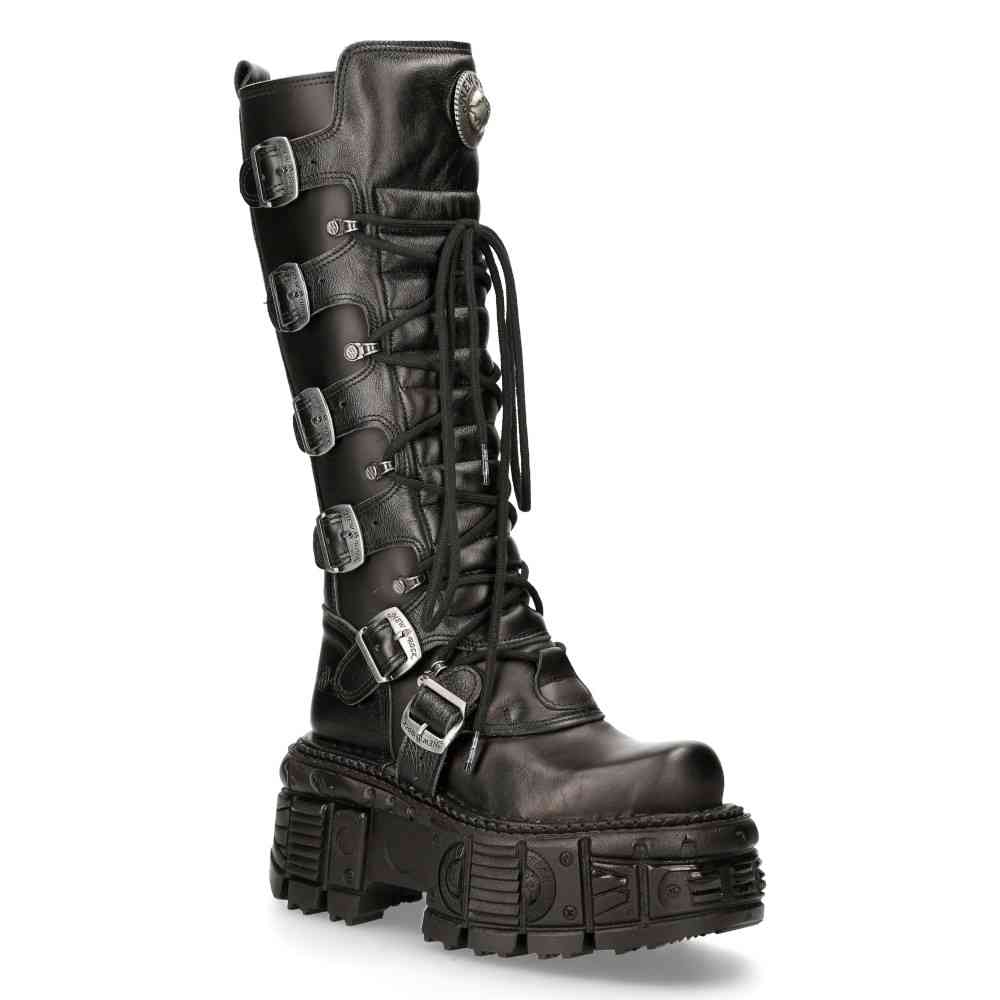 New Rock - M-272-S3 Kniehohe Stiefel - Schwarz